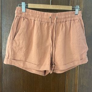 Love Tree Coral Pink Linen Blend Drawstring Lounge Shorts Size L